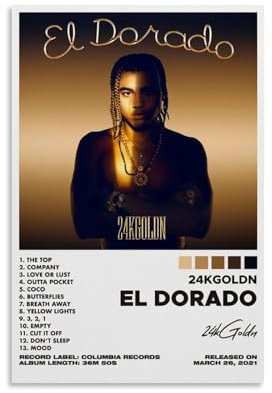 LISHDUNS El Dorado von 24kGolden Album-Poster, Schlafzimmer, Wohnzimmer, Wanddekoration, Poster, Ästhetik, Art-Deco, 20 x 30 cm, ungerahmter Stil
