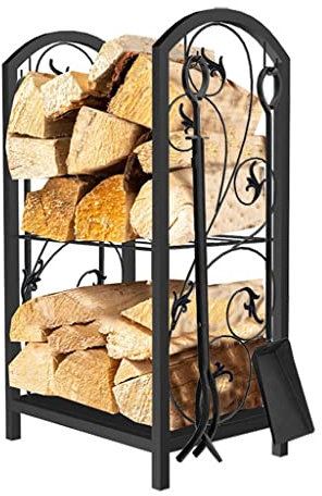 Étagère de rangement en bois de chauffage du sol au plafond – Solution de rangement efficace pour bois de chauffage pour intérieur et extérieur