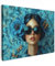 MuchoWow© Leinwand 80x60 cm Deko Schlafzimmer Aesthetic Leinwandbilder Wohnzimmer Gemälde Foto Geschenk Living Room Decoration Frau - Blumen - Schmetterlinge - Blau - Abstrakt