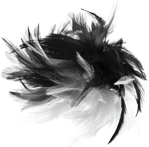 Haarclip mit Federn | Haarschmuck Karneval Kostüm | Fasching Haarspange (Schwarz)