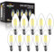 BRIMAX 10 Stück LED Dimmbare 6W Glühbirnen, E14 Fassung, 5000K Kaltweiss, 6W ersetzt 60 Watt, 600 Lumen, AC220-240V, Glas Klar Edison Fadenlampe C35 Kerzenform für Kronleuchter Arbeiten Studieren