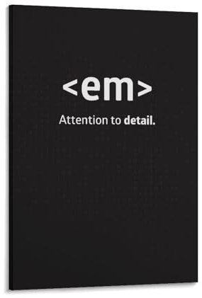 LZTEN Coding Poster, Geschenk für Programmierer, Em CSS-Code Druck, Webdesigner Geschenkidee, Programmierdruck für Software-Ingenieure Leinwand Wandkunst Posterrahmen