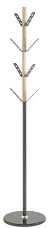 HAKU Möbel Garderobenständer, anthrazit, natur, Marmor, Massivholz, Metall - Maße: H 179 x Ø 37 cm, Style: Modern