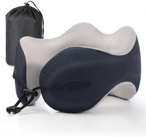 Coussin de Voyage, Oreiller de Voyage Memoire Forme, Ergonomique Coussin Voyage Avion Adulte Travel Neck Pillow avec Sac de Rangement pour Avion Voiture Train Bureau