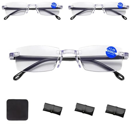 Zoom Brille,Intelligente Zoom Lesebrille,,Auto Zoom Reading Glasses,Anti-Blaulicht-Lesebrille, Klare Fokus-Brille mit automatischer Anpassung für Damen und Herren,3 Paare mit 3 Brillenetuis Enthalten