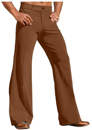Herren Schlag Schlaghose 70er Cord Cordhose Outdoor Trousers Weites Bein Freizeithose Stilvolle Einfarbig Lang Hose Große Größen Hosen Retro Pants