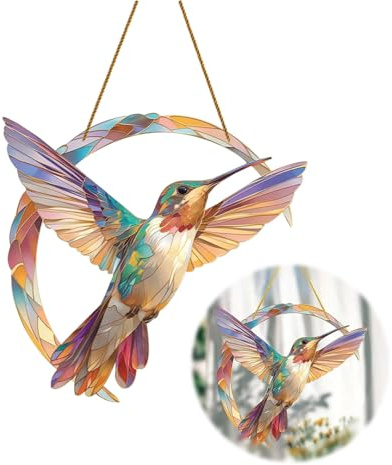 Zayookey Bunt Kolibri Sonnenfänger Fensterdekoration Vogel Sun Catcher Fenster Hängen Tier Fensterbehang Suncatcher Ornament Dekoration für Fenstern Terrasse Wand Haus Garten