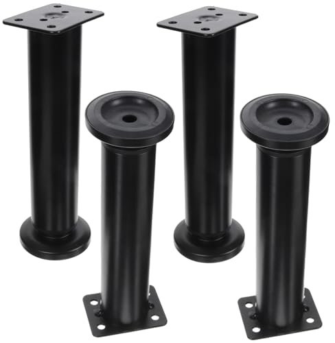 SHINEOFI Bettstützbein Verstellbare Möbelbeine Erhebend Lattenroste Mit Mittelstütze Steigleitung Verstellbare Bettbeine Unterstützung Verstellbare Bettgestelle Betterhöhung Gummi Schwarz