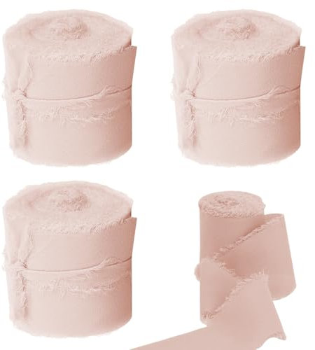 Mousseline de Soie Cadeau Ruban Rose Clair Mousseline de Soie Ruban Arc Ruban De Mariage Tissu Ruban 15 m x 30 mm