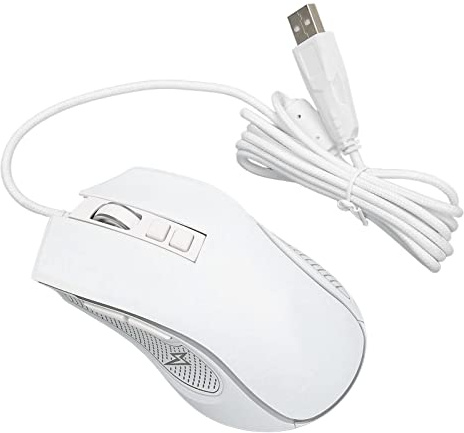 Keenso Gaming Maus RGB Hintergrundbeleuchtung Ergonomisches Design für Gaming Office Home, Wired Mouse 4 Einstellbare DPI -Laptop -PC Spielmäuse (White)