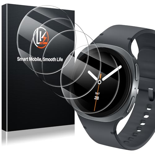 LK 4 Pack Screen Protector for Samsung Galaxy Watch 9/8/7/6/5/4/FE 44mm | High Definition, Anti Scratch, Bubble Free 9H Tempered Glass Screen Protector for Galaxy Watch 9/8 44mm, Easy Installation