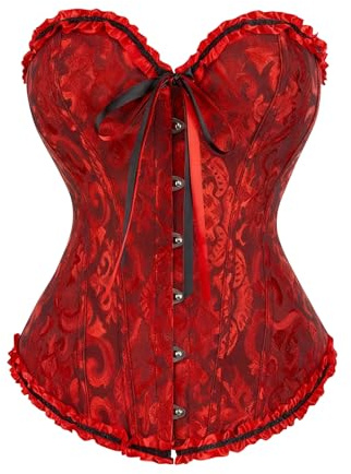 SilverChry Korsett Damen, Vollbrust Korsage Corset Korsett Top Palaststil, Gothic Jacquard-Spitzen Korsagen & Bustiers für Damen
