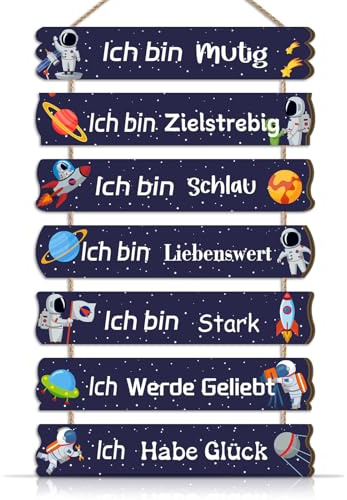 CHDITB Weltraum Affirmationen Wanddeko Astronauten Design Türschild mit positiven Sprüchen Inspirierende Wanddekoration für Jungen Astronaut Wandschild für Babyzimmer Schlafzimmer Geschenk Tür Deko