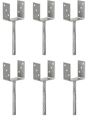 LoogCape Pfostenträger 6 Stück Silber 10x6x30 cm Verzinkter Stahl Y-förmig mit vorgebohrten Löchern für Gartenzaun, Carport, Pergola, Pavillon, Sichtschutz, Wäschespinne, Sonnenschirm