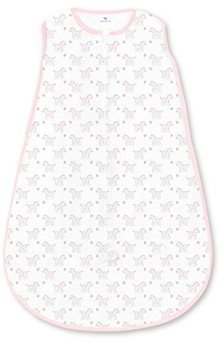 Amazing Baby von SwaddleDesigns, Wunderbarer Schlafsack aus Baumwoll mit 2-Weg-Reißverschluss, Zebra, Hellrosa, Mittel, 6-12 Monate