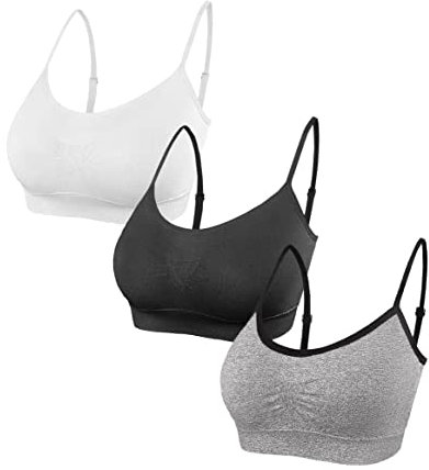SHEKINI Soutien-Gorge de Sport Brassière Femme sans Armature avec Coussinets Bustier Top Sportswear Pilates Yoga Lot de 3 pour Femmes