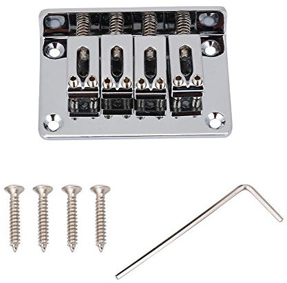 4-saitige Gitarren Brücke, Gitarren String Verschluss für Cigarbox E-Gitarren Bass Ukulele (Silber)