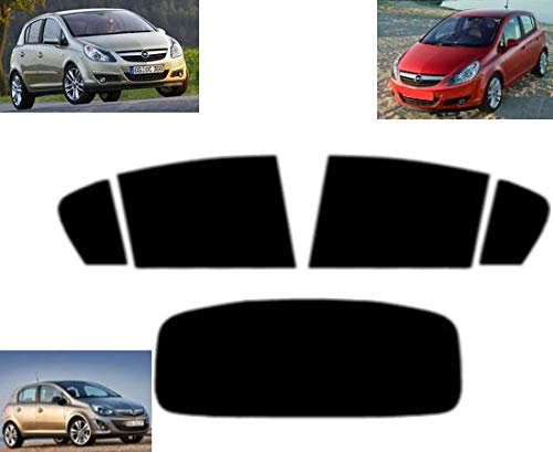 Tintcom.com Passgenaue Tönungsfolie für-Opel Corsa D 5-Türen 2007-2013 Heck/Seitenscheiben (20% Schwarz)