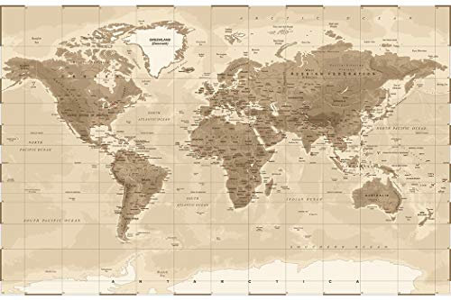 Muralo Fototapete Weltkarte 120 x 180 cm Vlies Tapete Wandtapeten Karte Landkarte Wohnzimmer Schlafzimmer Moderne Wandbilder XXL Karte Wand Dekoration