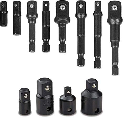 Bestgle 12pcs Air Impact Ratchet Wrenches Conversion Tool Set, Including 8pcs 1/4, 3/8,1/2 Extension Socket Adapter Set and 4pcs Impact Socket Adapter and Reducer Set