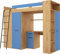 Hochbett mit Schreibtisch, Kleiderschrank und Bücherregal - Loftbett für Kinder - Komplettes Möbelset 236x120x190 cm - 90x200 cm Bettgröße - Linke Leiter - VERANA - (Eiche Artisan/Blau)