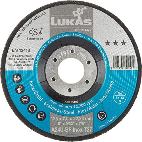 LUKAS Schruppscheibe T27 für Edelstahl 230x7 mm gekröpft | für Winkelschleifer | A24U-BF