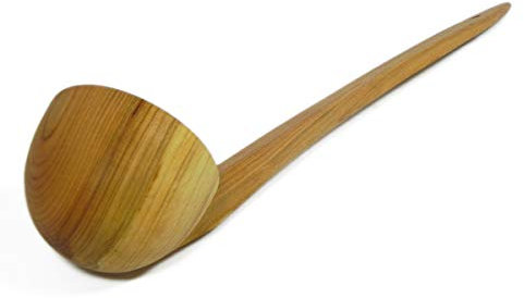 Grande louche en bois de cerisier louche en bois éco naturel pour cuisine et sauna - imprégnée