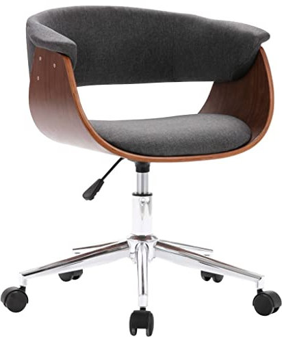 vidaXL Esszimmerstuhl, Küchenstuhl Drehbar Höhenverstellbar, Drehstuhl Esszimmer, Essstuhl Stuhl mit Armlehnen, Grau Bugholz Stoff