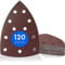 Haerd Group 120 Stück/Prio-Schleifdreiecke / 11-Loch / 105 x 152 mm/je 20 x Korn 40-60 - 80-120 - 180-240 / für Multischleifer/Schleifblätter/dreieckige Schleifpads/Schleifpapier