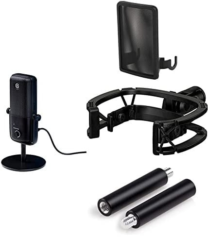Elgato Wave:3, Premium USB Condenser Microphone and Digital Mixing Solution Wave Pop Filter Wave Shock Mount Wave Extension Rods, 2 x 5 cm / 1.97 Inch Steel Rods