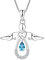 FJ Damen Kette Schutzengel Anhänger Halskette 925 Sterling Silber Engel Kette Aquamarin März Geburtsstein Halskette Schmuck Geschenke für Frauen Mädchen