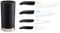 Kyocera Soft-Touch Messerblock Schwarz | bis zu 8 Messer | mit 4 GEN Keramik Messer | Santoku Messer, Universalmesser, Gemüsemessser, Schälmesser | Messerblock rund aus Kunststoff und Edelstahl