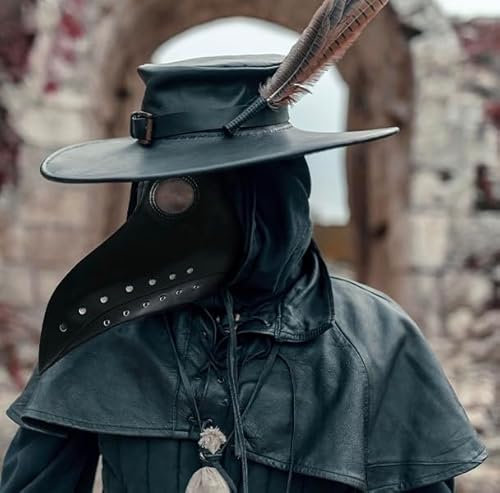 KOH Pestmaske Unisex Halloween Party Pestdoktor Cosplay Mittelalter LARP aus veganem Leder Gruselig Horror