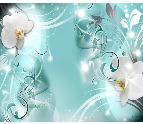 decomonkey Fototapete Blumen Abstrakt 450x315 cm XXL Tapete Wandbild Bild Fototapeten Tapeten Wandtapete Wandtapeten Orchidee Ornament