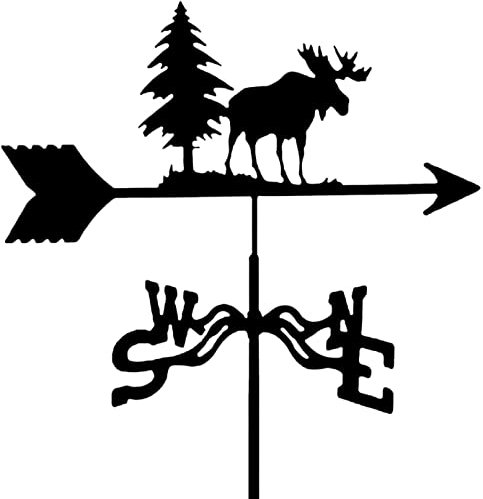 ANCNA Metall-Windfahne, Elch-Wetterfahne für Gartenpavillon, Windrichtungsanzeiger-Kit mit Hirschmuster-Ornament, kreatives Design, Gartendekoration, Wetterfahnen