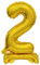 NEU Folienballon Geburtstagszahl Luft & Helium Mini Zahl 2 mit Standfuß Gold, ca. 38 cm