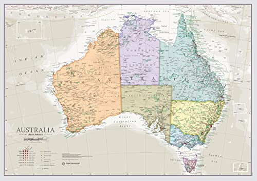 Australia Map Poster - A2-59 x 42 cm - Maps International - 50 years + of Map Making