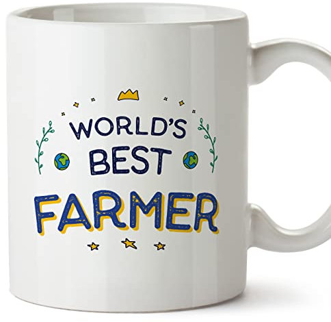 MUGFFINS Farmer Mug - in English - World's Best - Funny Gift for Colleagues - Ceramic 11oz Mug