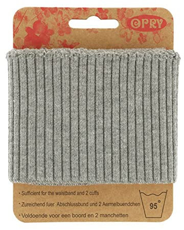 Nähmit Grobstrick - Cuff Fertigbündchen 110cm lang - Rippenstrick - grob gerippt Bündchen für Jacken Mantel Lederjacke - für Ärmel Kragen oder Abschluss Bund (A18-hellgrau)