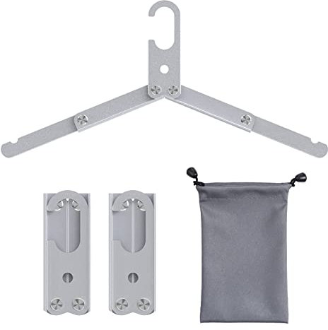 Sazfli Faltbare Reisebügel aus Aluminium (3er Set) – Extra Leicht & Windfest mit Geschenkbox, Platzsparend für Outdoor/Kreuzfahrt – Silber