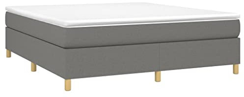 vidaXL Boxspringbett mit Matratze Bett Doppelbett Polsterbett Bettgestell Bettrahmen Hotelbett Lattenrost Schlafzimmerbett Dunkelgrau 180x200cm Stoff