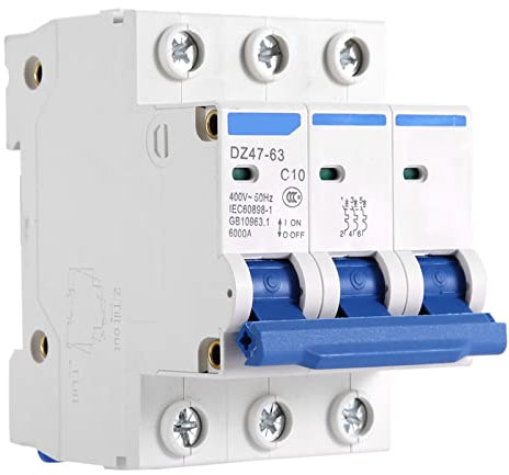 Disjoncteur Dz47-63,Disjoncteur Groupe Electrogene,Sicherungsautomat 400V,12A,Interruttore 3 Poli 16A,Zekering 3 Polig Ac 400V 6101620A Disjoncteur Miniature 3 Pôles Mcb Disjoncteur De Sécurité Dz47