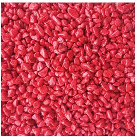 Yusee Fish Tank Aquarium Gravel Substrate Coloured, Mixed and Natural Aquatic Decorative Small Stones Pebbles Ideal for Plants (10KG, Red)