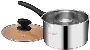 VENTION 18cm Stainless Steel Saucepan with Pouring Lip, 2L Induction Sauce Pan with Lids, Left Hand