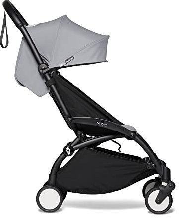 BABYZEN YOYO2 Kinderwagen (Kinderwagengestell Black und 6+ Textile Set Stone) - Inklusive Gurt, Rückenlehne, Verdeckbügel, Schultergurt, Aufbewahrungstasche, Sitzpolster und farbgleichem Verdeck