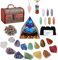 29pcs Kristall Edelsteine Set,Kristalle Heilsteine Set 7Kristalle Steineund 7Chakra-Steine,7Sechseckiger prismatischer Chakra-Stein,2Kristall-Halsketten,Kristallpyramide,Edelsteine Heilsteine Geschenk