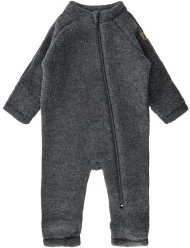 Mikk-line WALKOVERALL 98 Anthrazit Melange | Schlafanzug Aus 84% Wolle / 16% Polyester Für Baby Und Kleinkind | Schlafanzug Baby Ohne Füße