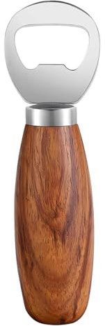 Wood Beer Bottle Opener cute Stainless Steel Wine Bottle Opener, Wood Handheld Heavy Duty Bartender Pop Can Soda Can Bottle Openers Cider Bottle Opener Gift for Kitchen Party Home Restaurant (1 pcs)