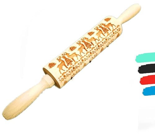 Qiwenr Teigroller Edelstahl Nudelholz, Silikon Nudelholz Kinder, Nudelholz Silikon Groß, Nudelholz für Backen, Teigroller-Praktisch und, Teigrolle Nudelholz, Backzubehör für Die Küche (Holzfarbe)