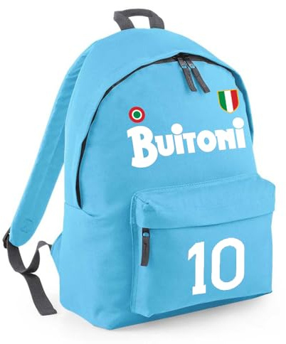 PRS - Zaino sportivo tifoso Napoli,zaino ricordo del Primo Scudetto del Napoli 1987/88,zaino casual per scuola,vacanza, stadio,tempo libero (Azzurro)